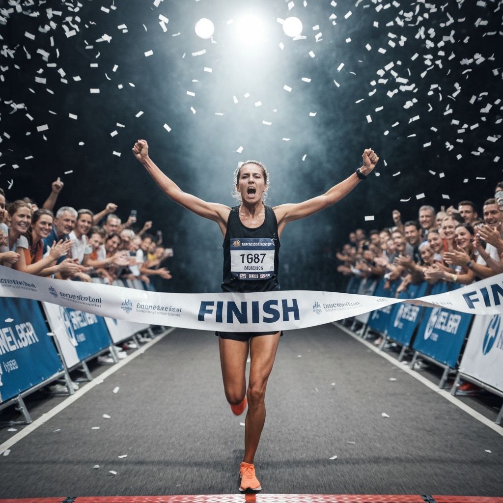 Runner crossing finish line